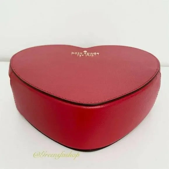 NWT Kate Spade Love Shack Heart Crossbody Purse Leather Candied Cherry Red - Picture 7 of 12